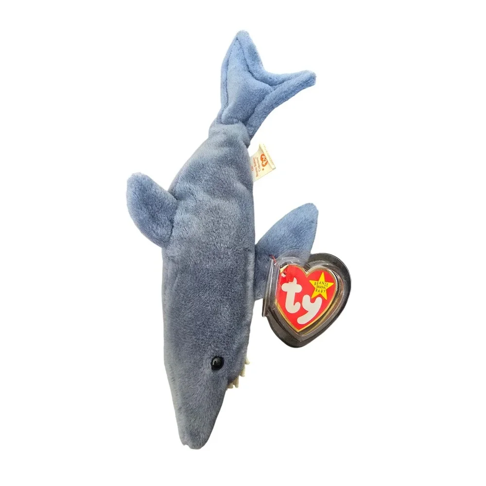 Ty Beanie‎ Baby Crunch the Shark Blue Plush Stuffed Animal 1996 Vintage Toy